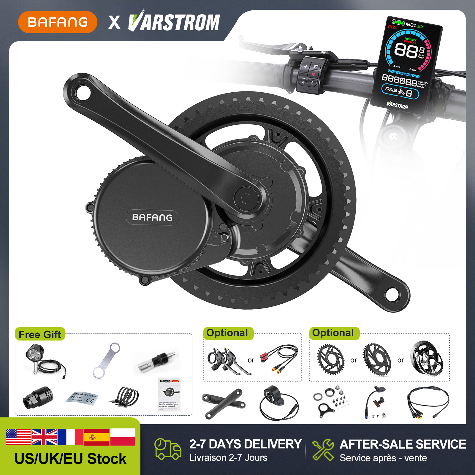 Side Hung Mid Drive Motor Kit - [Склад США] Электродвигатель BAFANG 48В 500Вт