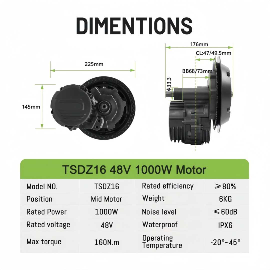 TONGSHENG TSDZ16 48 В 1000 Вт  – обзор и цена Mid Drive Conversion Kit 1000W