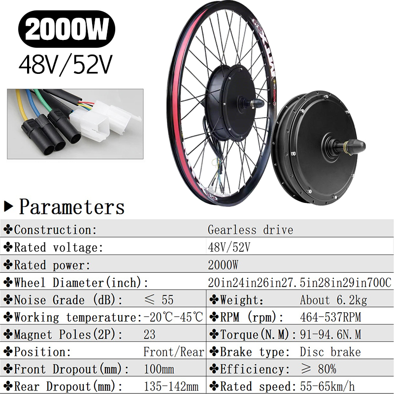 Комплект для переоборудования  – обзор и цена Gearless Hub Motor Conversion Kit 2000W With Display